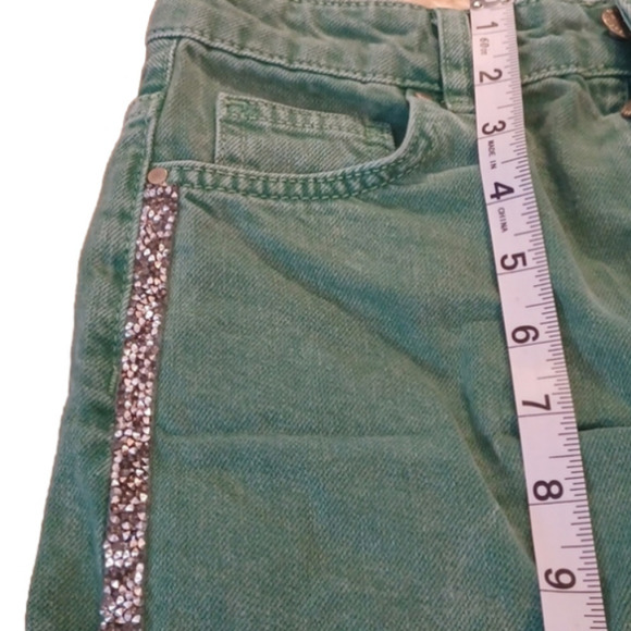 Zara Buttonfly cutoff glitterstripe green  shorts Summer! Size 2. - Picture 11 of 12